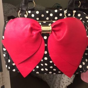 Betsey Johnson black and white polka dot bag